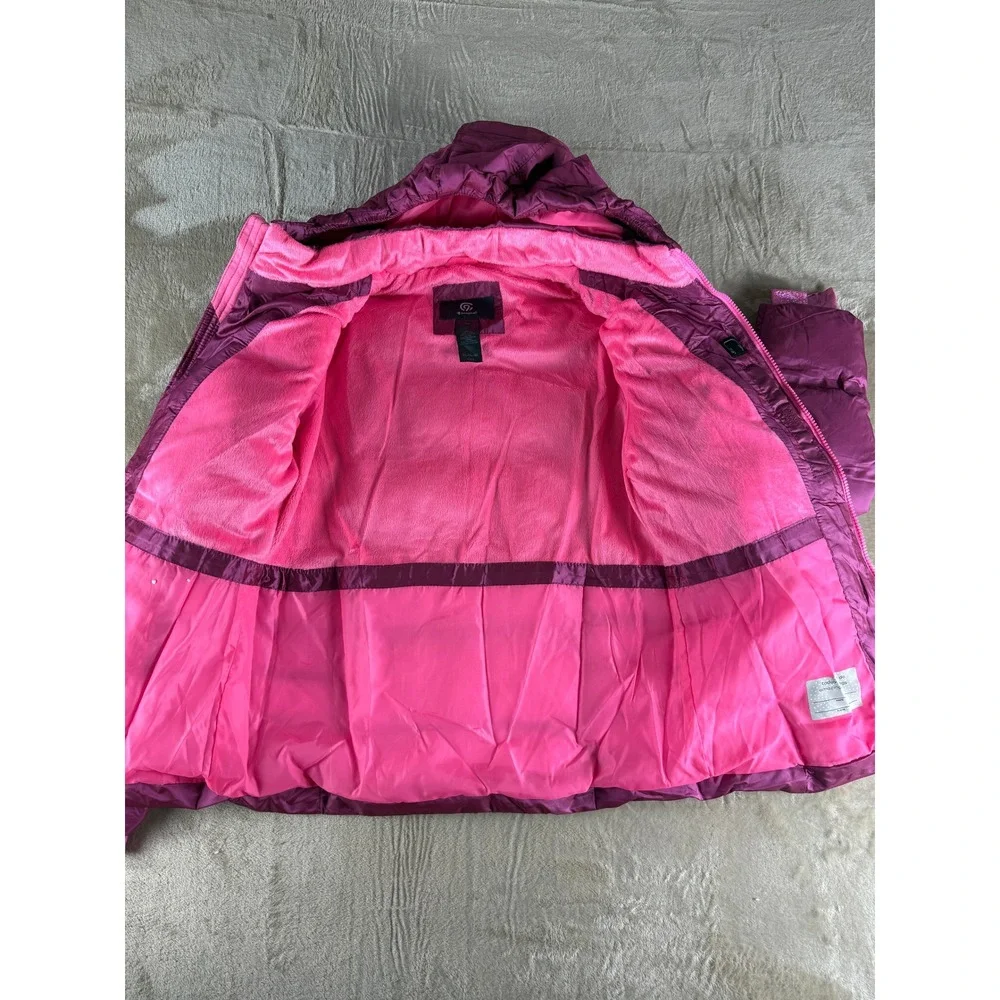 Champion Girls‎ Puffer Jacket Magenta Pink Faux Fur Lined Hooded XL 14-16 NEW